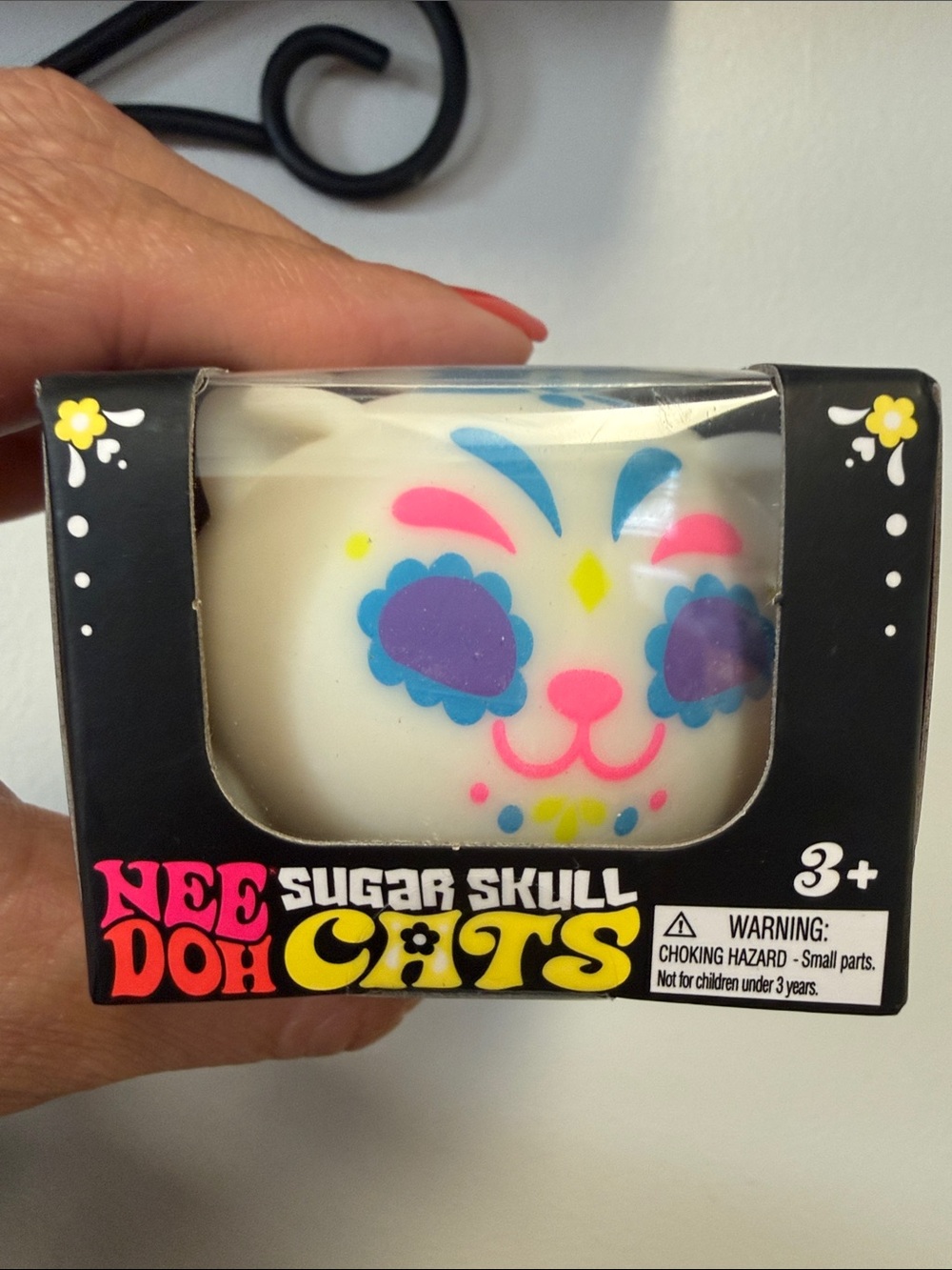 Sugar Skull Cats Scented Squishy Toy - White with Multicolor Accents Blue